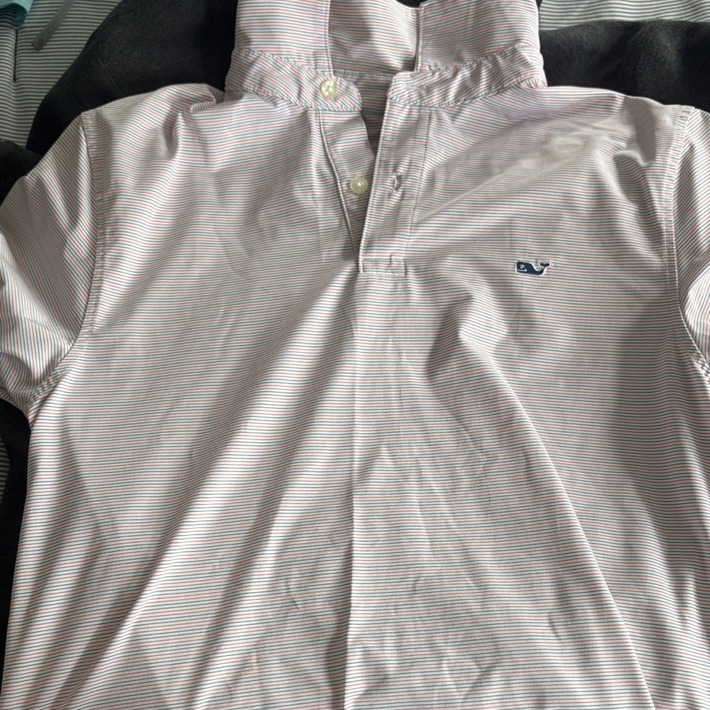 Vineyard Vines Red and White and Blue Striped Button Down Shirt
